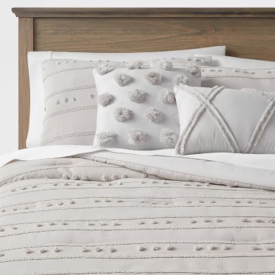 5pc Quinlan Clipped Stripe Dot Comforter Bedding Set - Threshold gallery