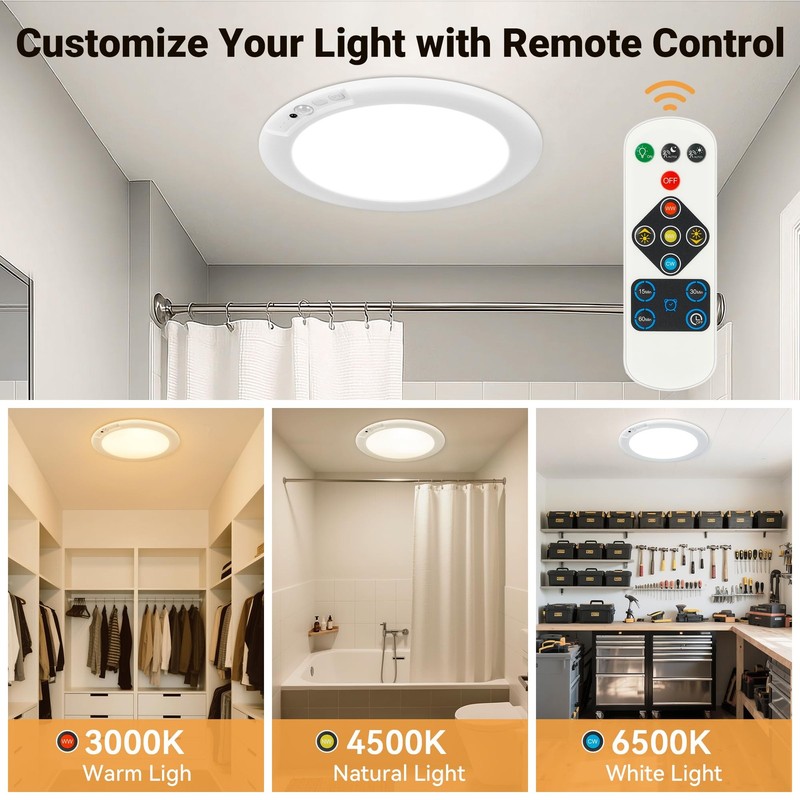 Rechargeable Ceiling Light, No Wiring Battery Operated Ceiling Lights with Re... gallery
