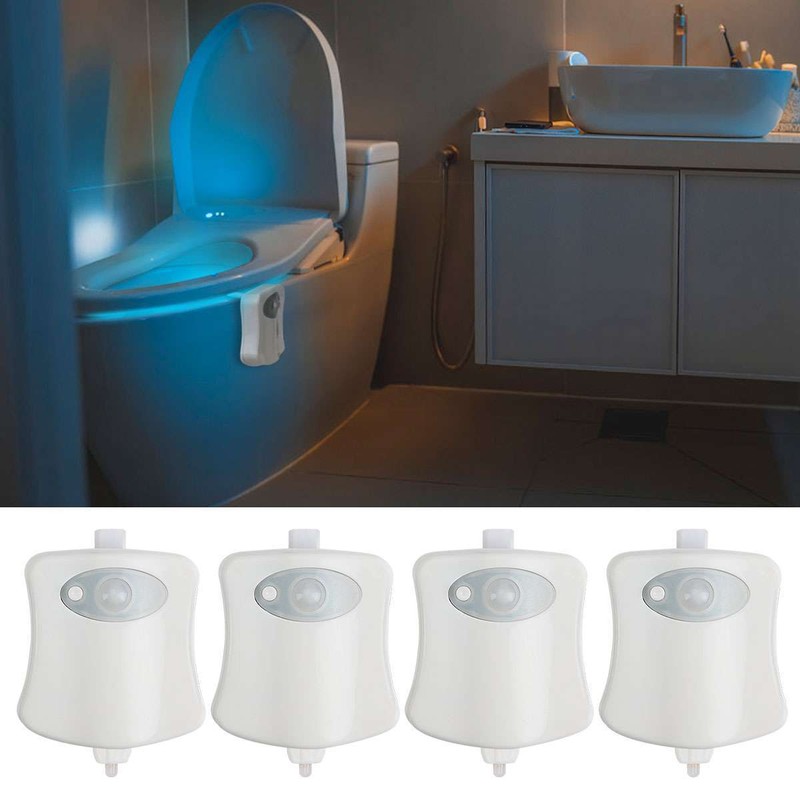 4Pcs Motion Activated LED Bathroom Toilet bowl Night Light 16 Colors Kids Safe gallery