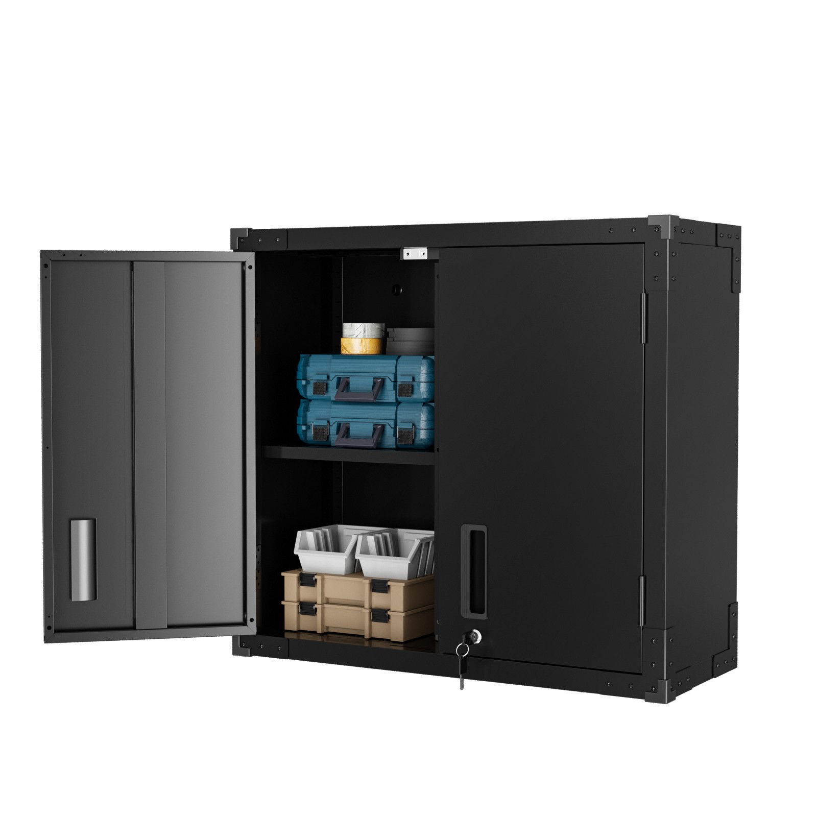 Garage Wall Storage Cabinet with Lock & Adjustable Shelves - Rust Resistant New gallery