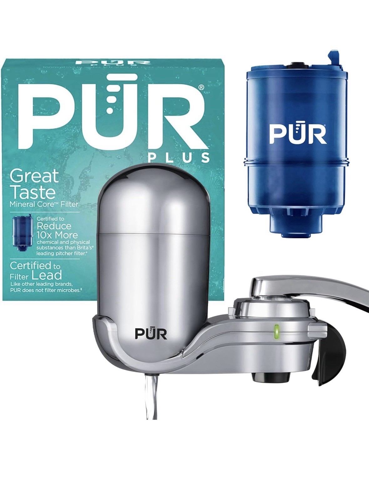 PUR PLUS Faucet Filtration System - Chrome (FM-3700B) + Filter! Free shipping! gallery