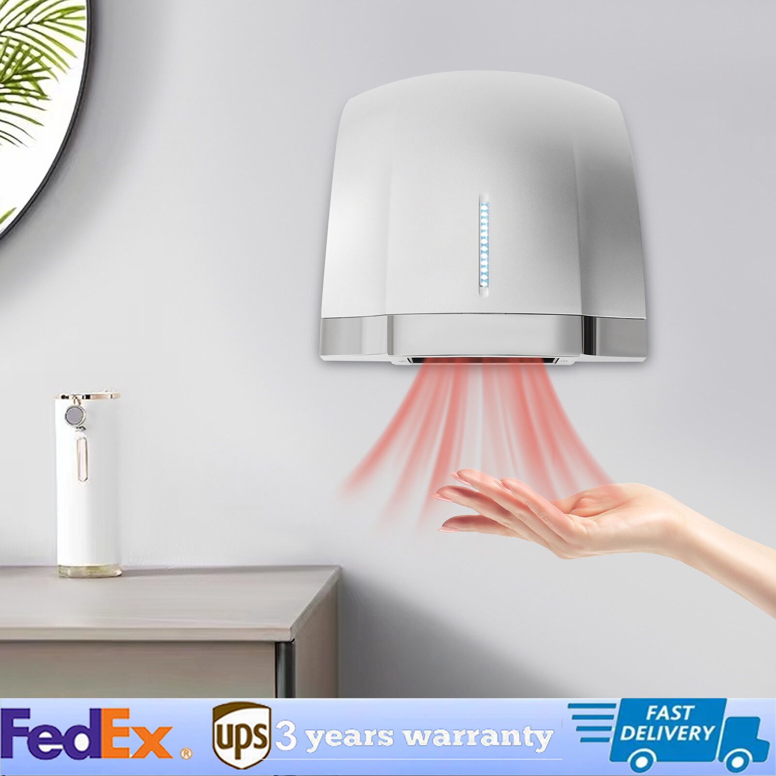 1800W Automatic Electric Hand Dryer Commercial and Household Use Silver 70-75dB gallery