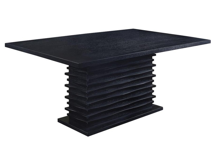 BLACK WAVE DESIGN RECTANGULAR DINING TABLE GREY CHAIRS DININGROOM FURNITURE SET gallery