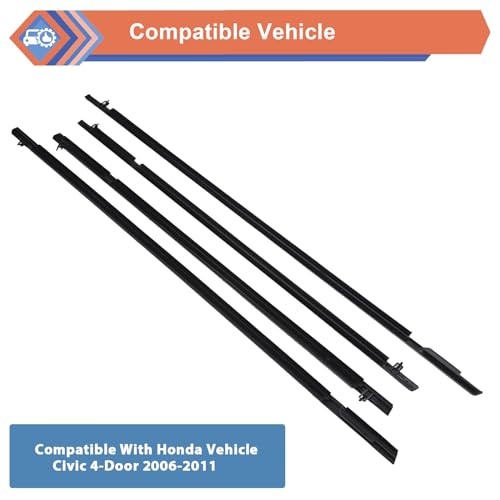 4 Pcs Car Outer Door Window Moulding Trim Weatherstrip Seal Belt 2006-2011 gallery