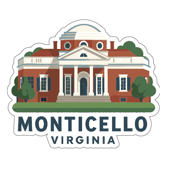 Monticello Virginia Sticker Decal Vinyl Die-Cut Symbolic Landmark Design gallery
