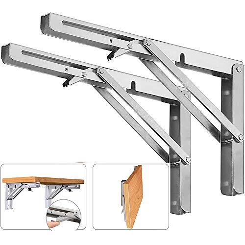 Folding Shelf Brackets, Max Load 300 lb, Heavy Duty Stainless Assorted Sizes