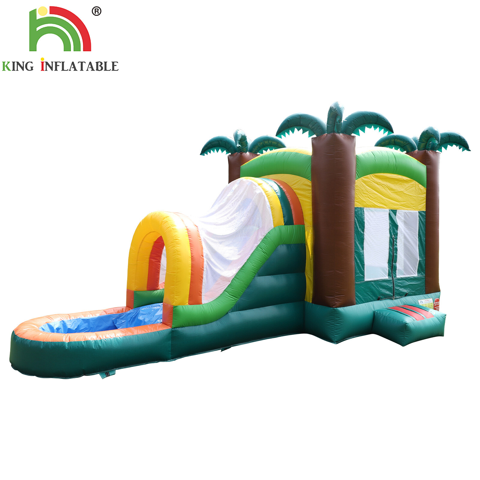 100% PVC Commercial Tropical Inflatable Water Slide Bounce House with Blower gallery