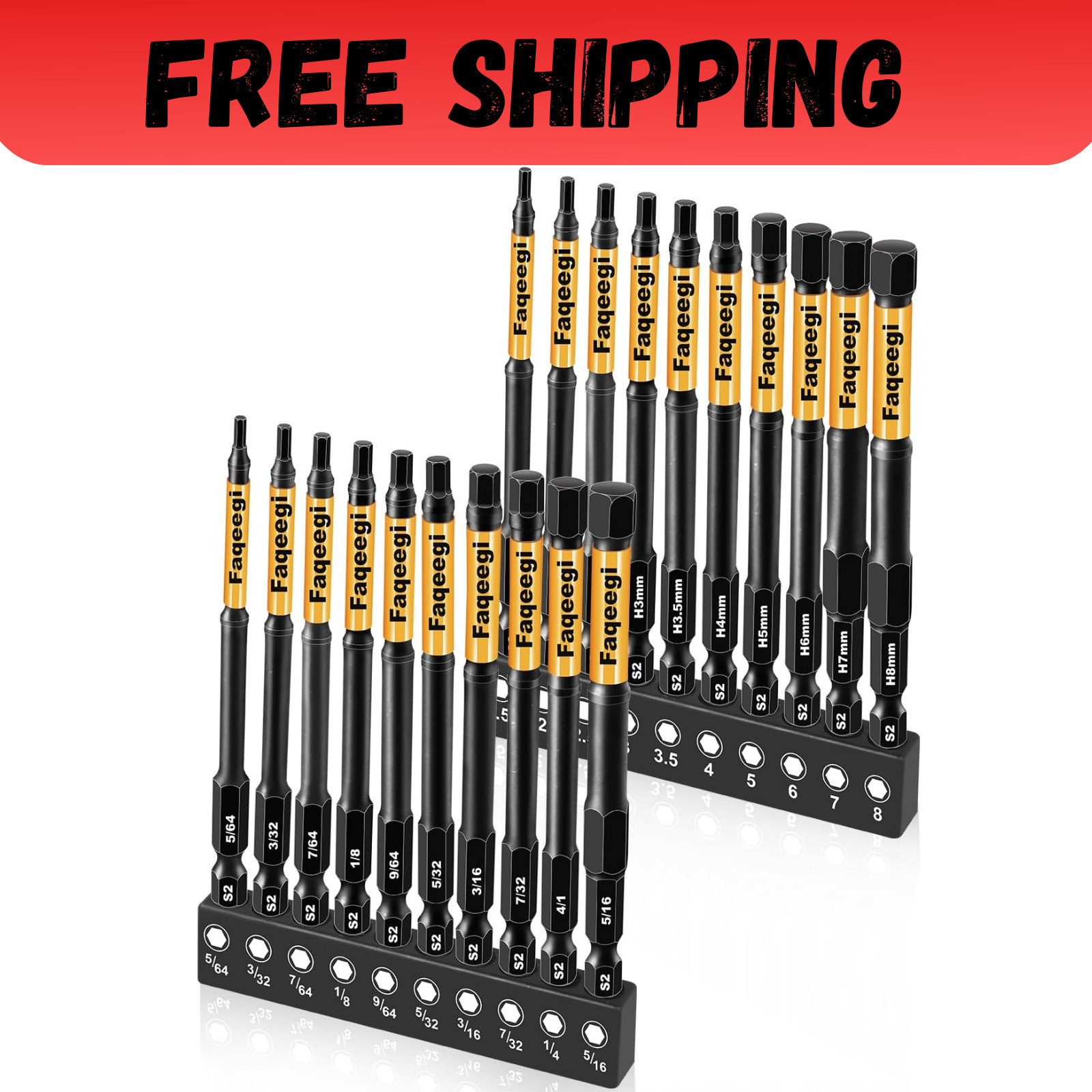 4-Inch Long Hex Bit Set 20PCS (Metric & SAE) Impact Allen Wrench/Key Drill Bit gallery