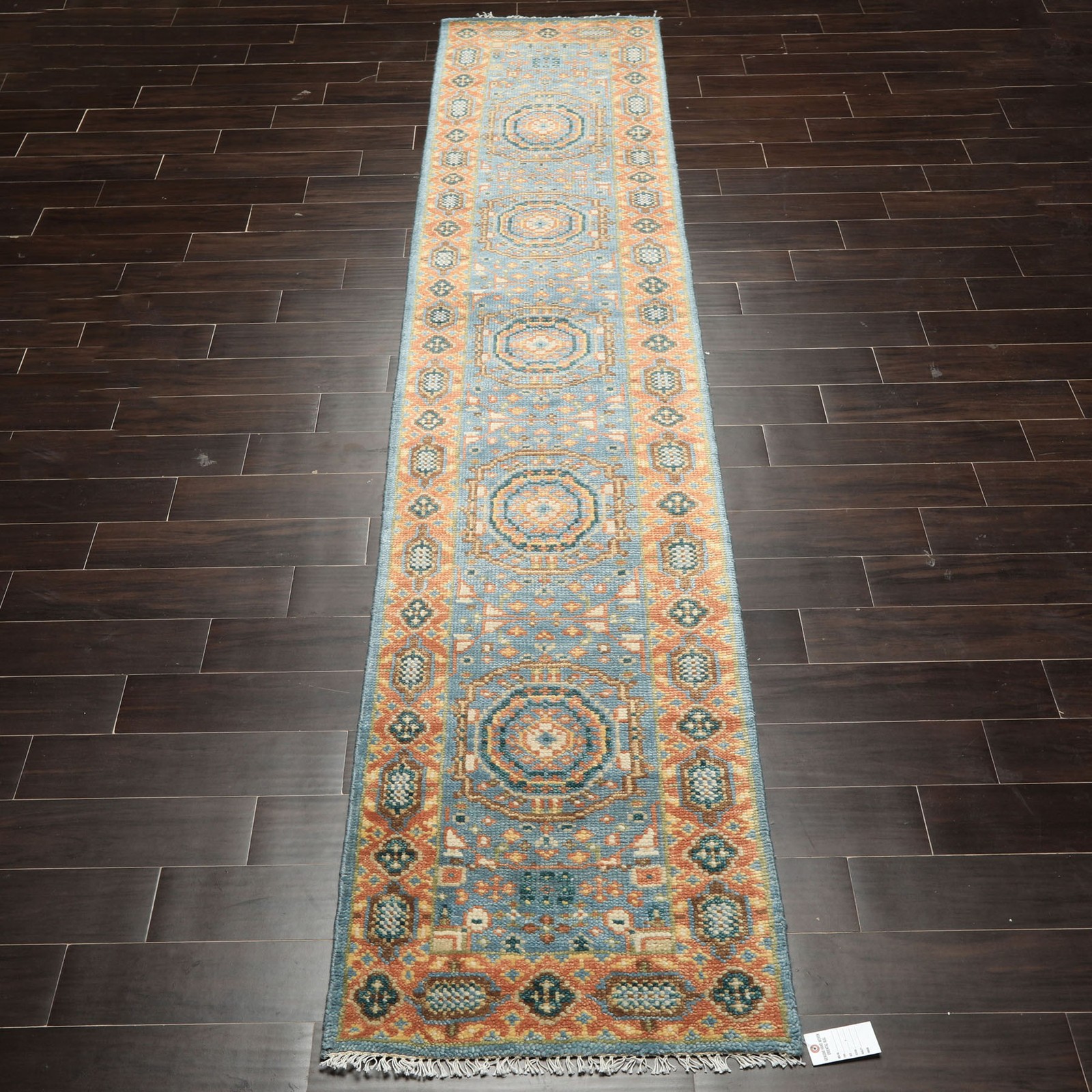 2'5''x12'3'' Runner Hand Knotted Wool Aqua, Burnt Orange Oushak Traditional Rug gallery