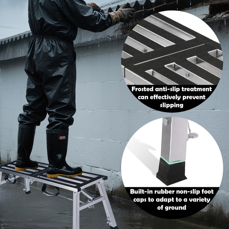Folding Work Platform 400 Lbs, Height Adjustment 19-27"(H), Portable Steel St... gallery