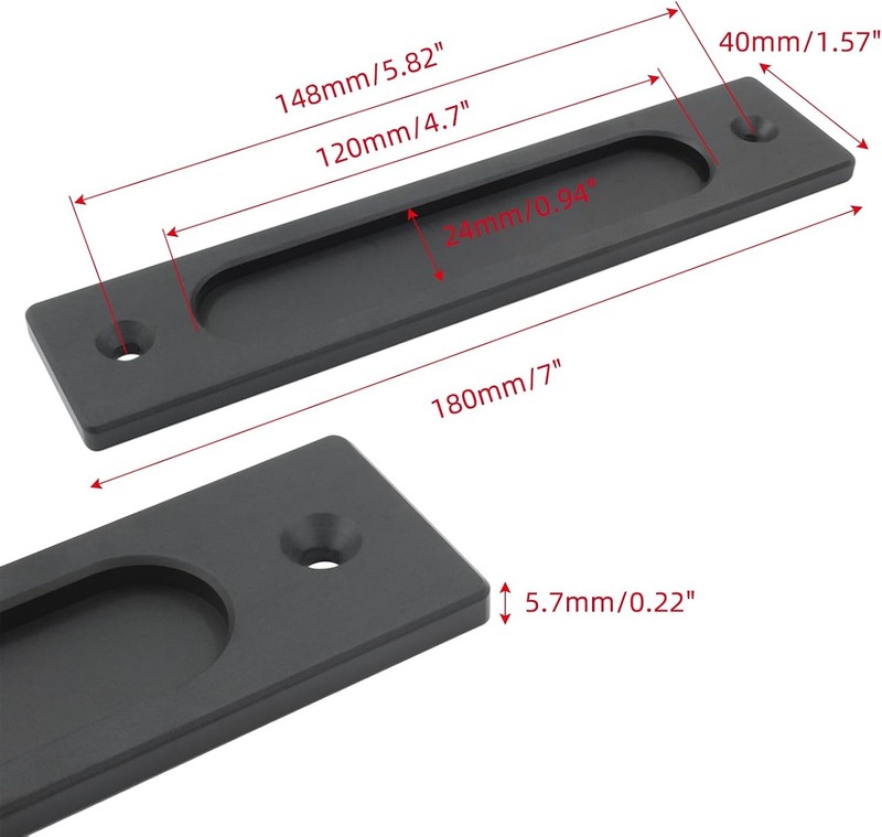 7 Inch Flush Pull Rectangular Finger Pulls Recessed Barn Door Handle Sliding gallery