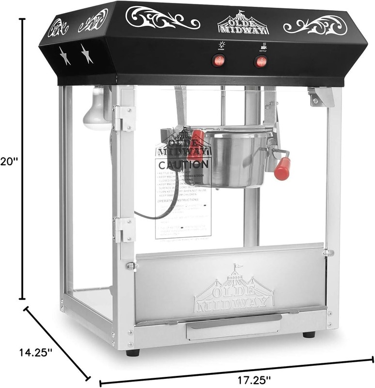 Bar Style Popcorn Machine Maker Popper with 6-Ounce Kettle - Black gallery