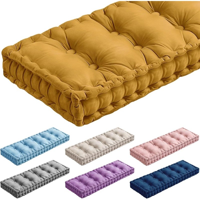 Elegant Velvet Bench Cushion Tufted Memory Foam Pillow Indoor Outdoor Use gallery
