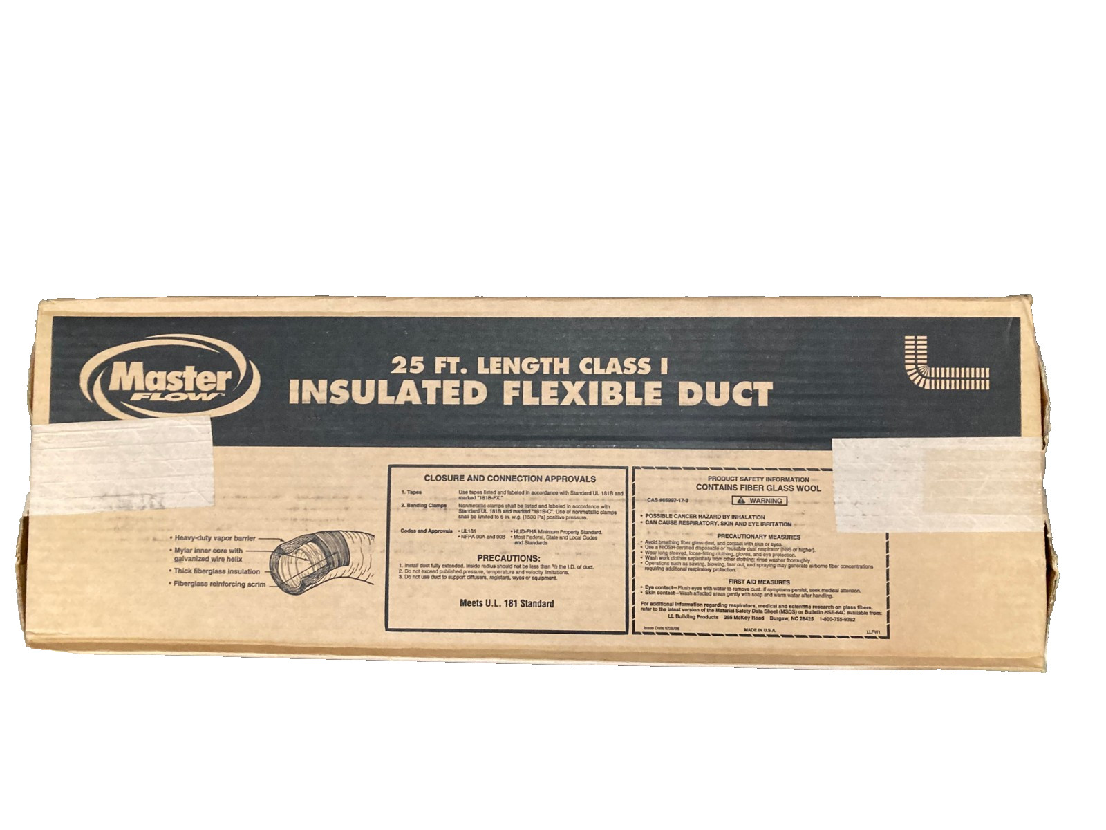 Master Flow 5 in x 25 Ft Flexible Duct R6 Heavy Duty Insulated Reflective Jacket gallery