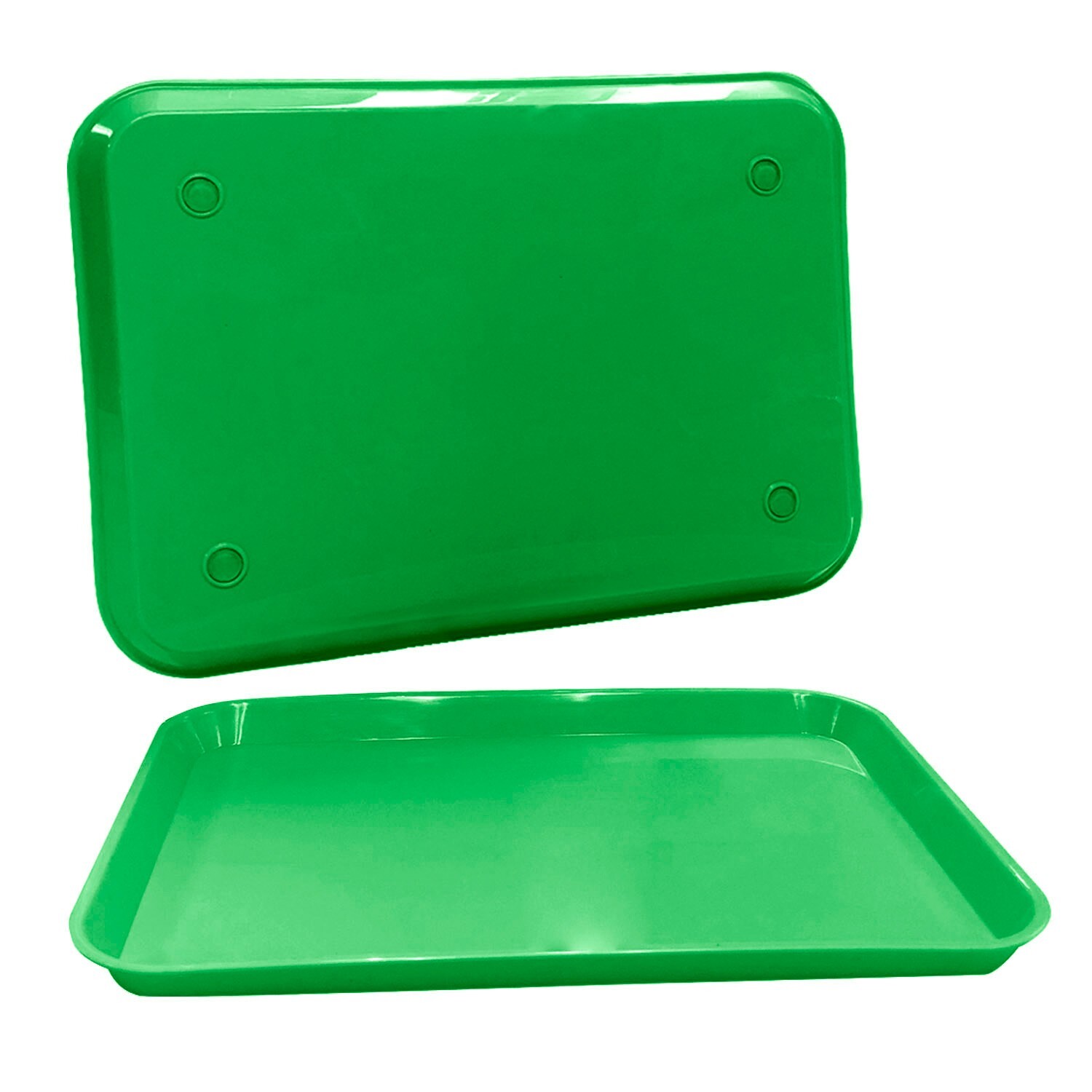Plastic Eating Food Serving Tray for Cafeteria Lunch Kids, 13.25" x 9.75", Green gallery