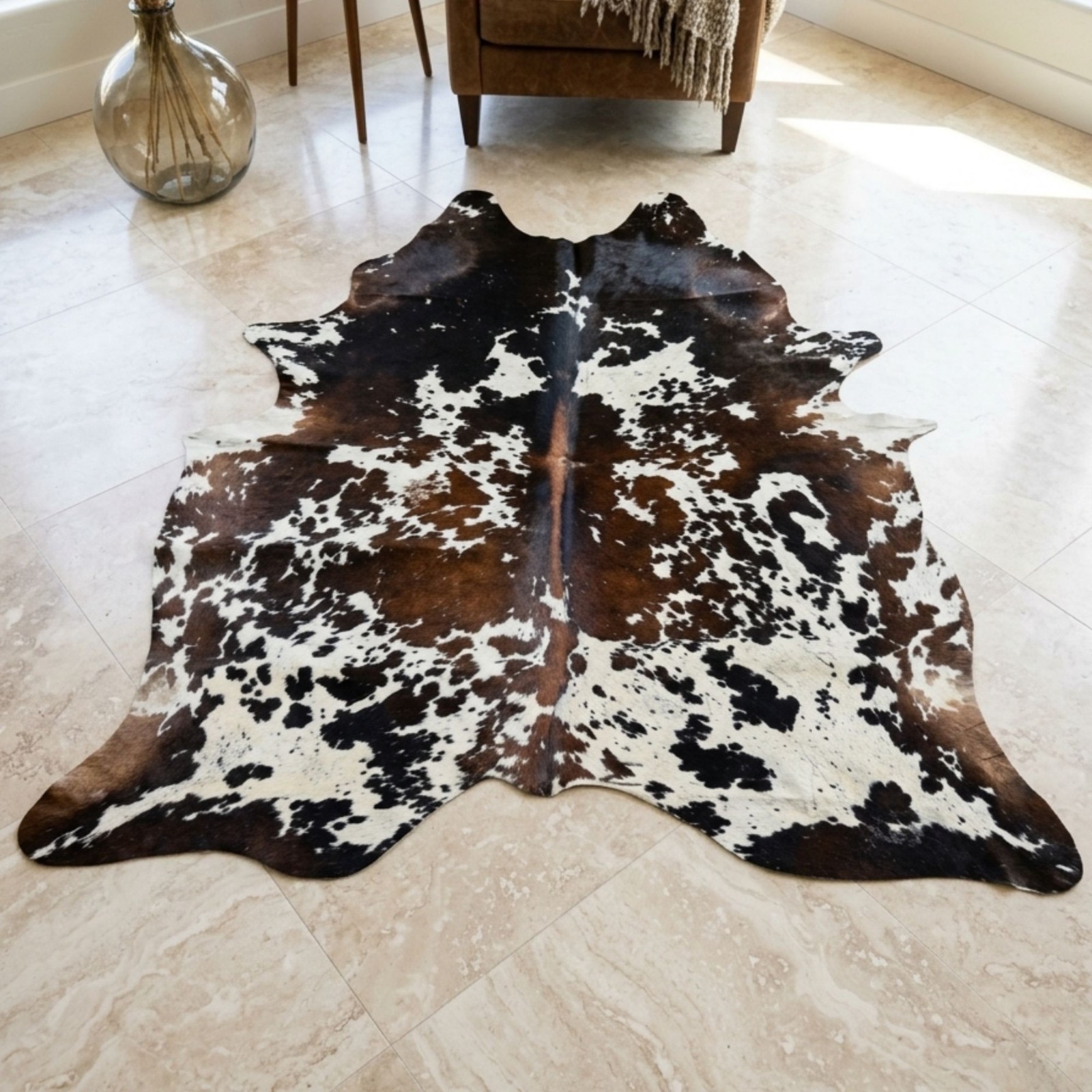 Genuine Brown White Cowhide Rug Real Brazilian Hair On Cowhide Leather Rug gallery