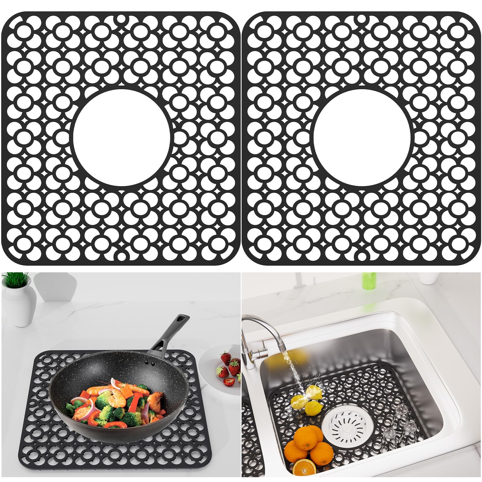 TOOVEM 2PCS Kitchen Sink Mats, Sink Protectors for Kitchen Sink, 11.5 x12.25 ... gallery