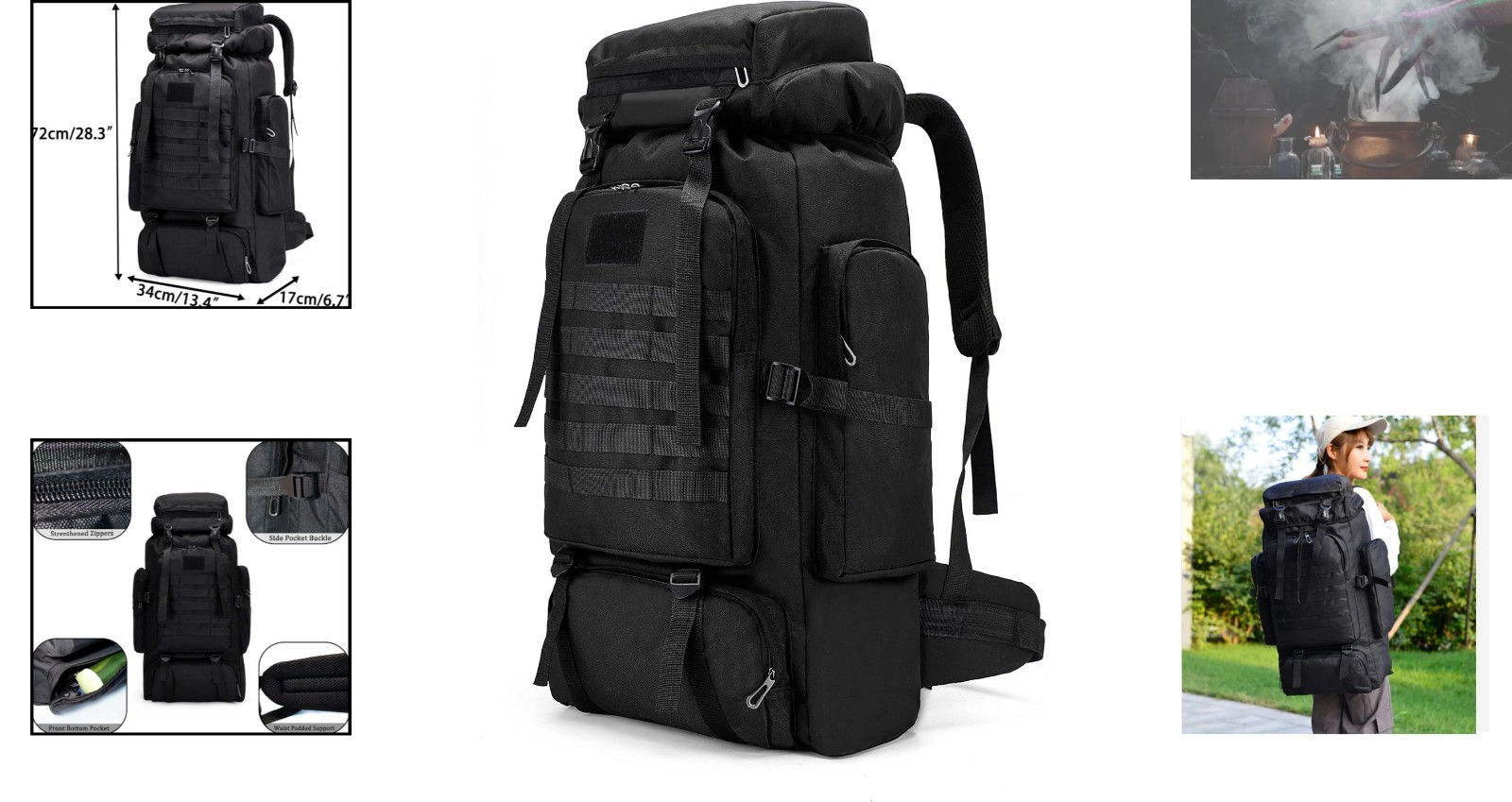 Lightweight 80L Tactical Hiking Bag with Multiple Pockets & Waterproof Design 2