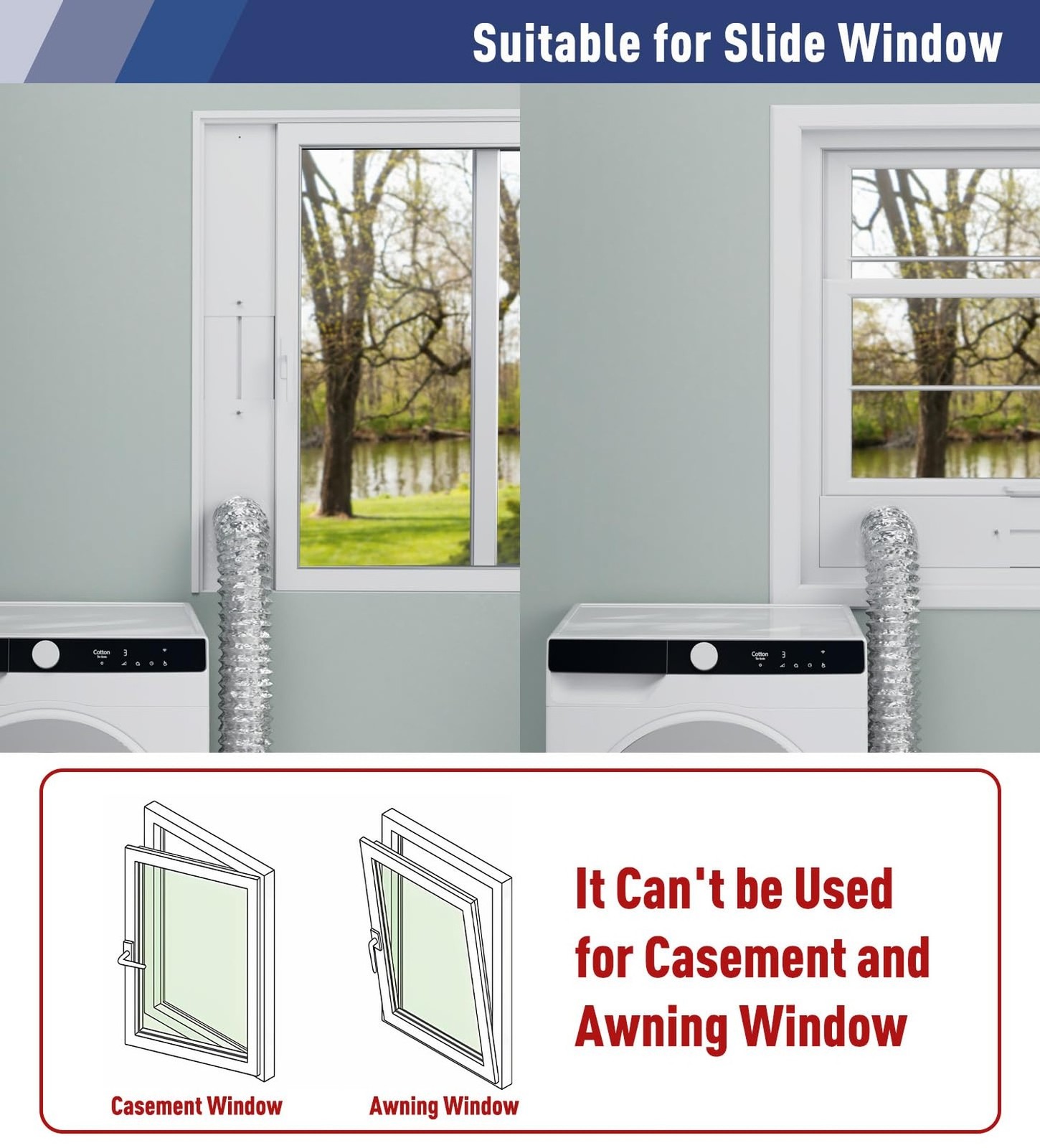 Dryer Vent Window Kit,Adjustable Window Vent Kit with Outdoor Dryer Vent Cove... gallery