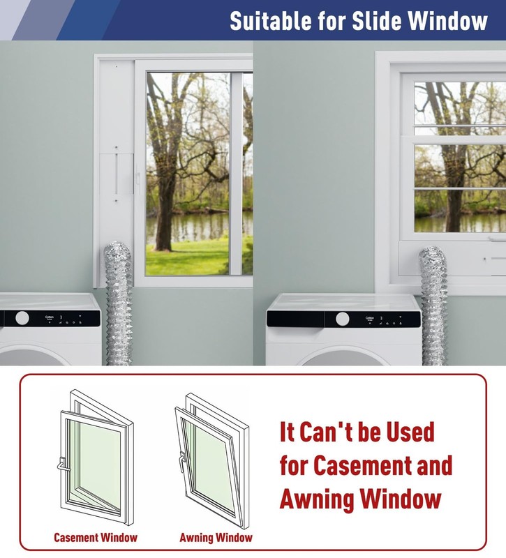 Dryer Vent Window Kit,Adjustable Window Vent Kit with Outdoor Dryer Vent Cove... gallery
