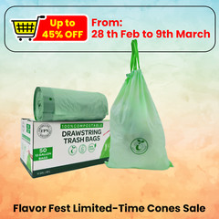 Trash Bags with Drawstring 100% Compostable Durable Garbage Bags 3,8,13 & 30 Gal