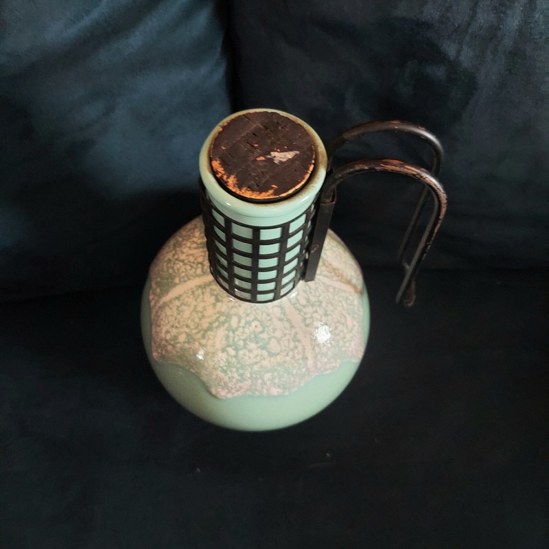 Mint Green Or Light Teal Pitcher With Metal Handle And Cork gallery