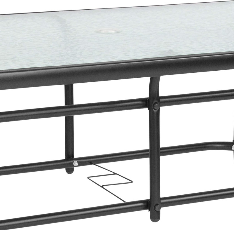 Outdoor Dining Table Patio Rectangular Tempered Glass Metal Choose Your Color gallery