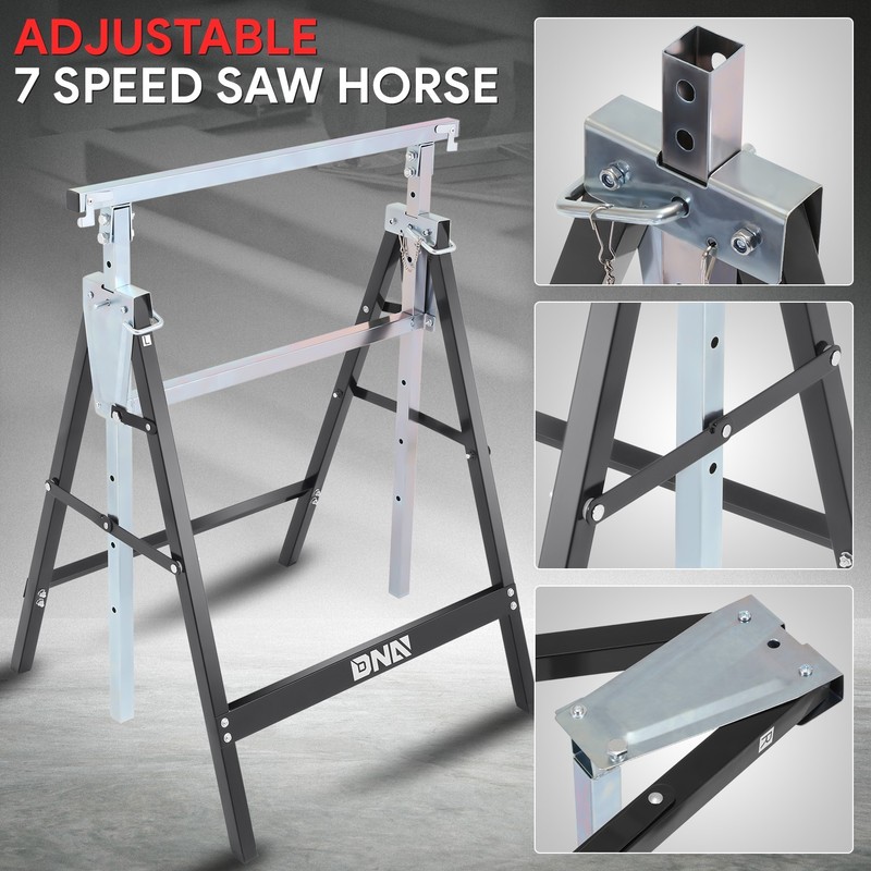 440 LBS Foldable Rust-Resistant Adjustable Woodworking Metal Saw Horse Metallic gallery