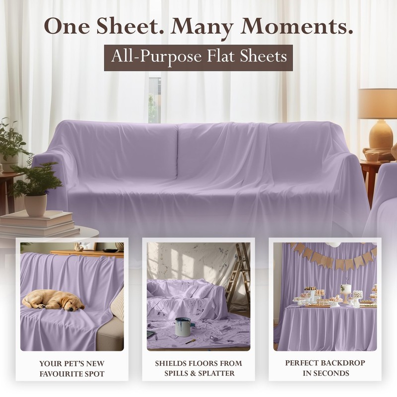 Utopia Bedding Flat Sheet 1 Pack Queen, Lavender Soft Brushed Microfiber Fa... gallery
