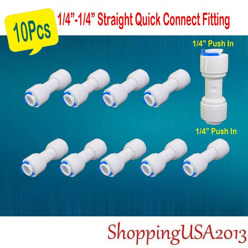 10X 1/4"-1/4" Push In Straight Fitting Quick Connect Connector Connection