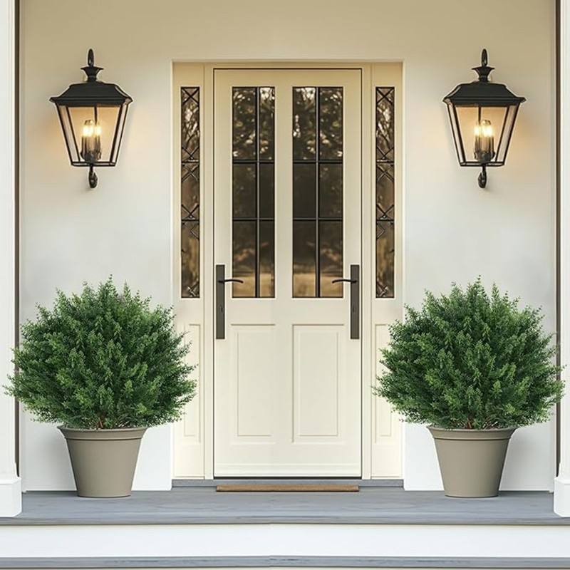 2Pc Artificial Cypress Topiary Tree Fake Faux Cedar F Porch Outdoor UV Resistant gallery