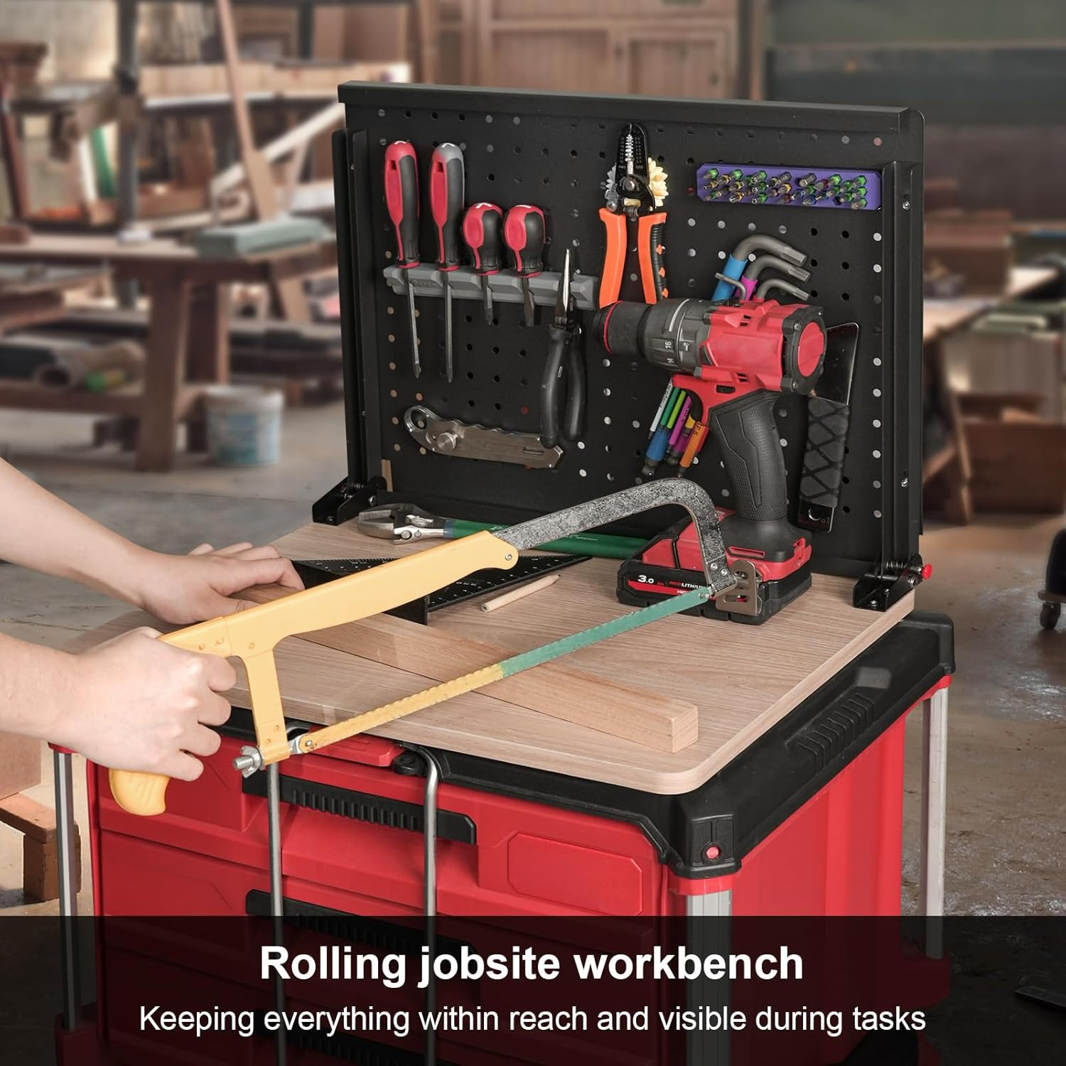 Milwaukee Packout Heavy Duty Wall-Mounted Workbench with Pegboard gallery