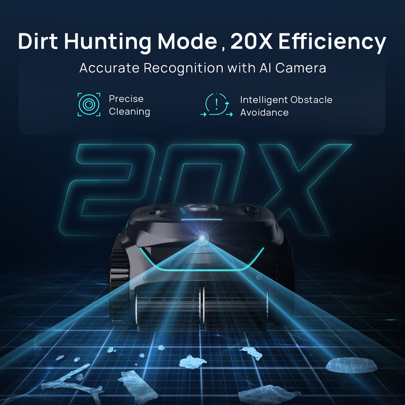 WYBOT C2 Vision Pool Robot Vacuum, Debris Detection with AI Camera,B Grade gallery