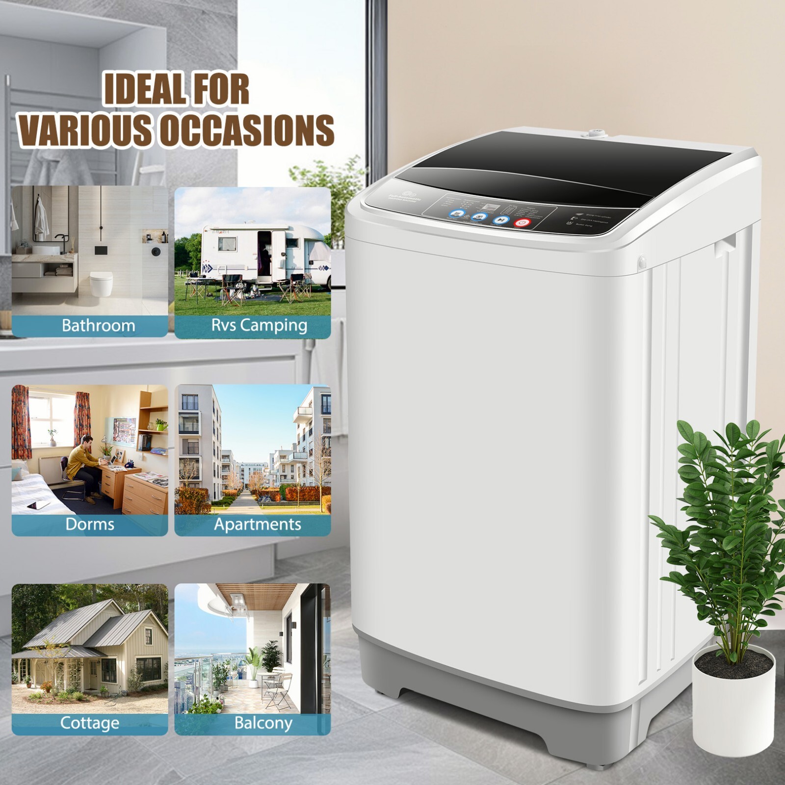 Full Automatic Washing Machine 20Lbs Compact Laundry Washer with Drain Pump New gallery