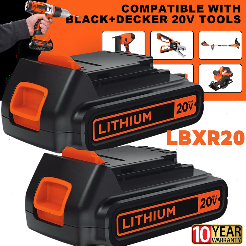 2Pack 20V Lithium-ion 3.0Ah Replace for BLACK DECKER 20Volt LBXR20 LBX20 Battery