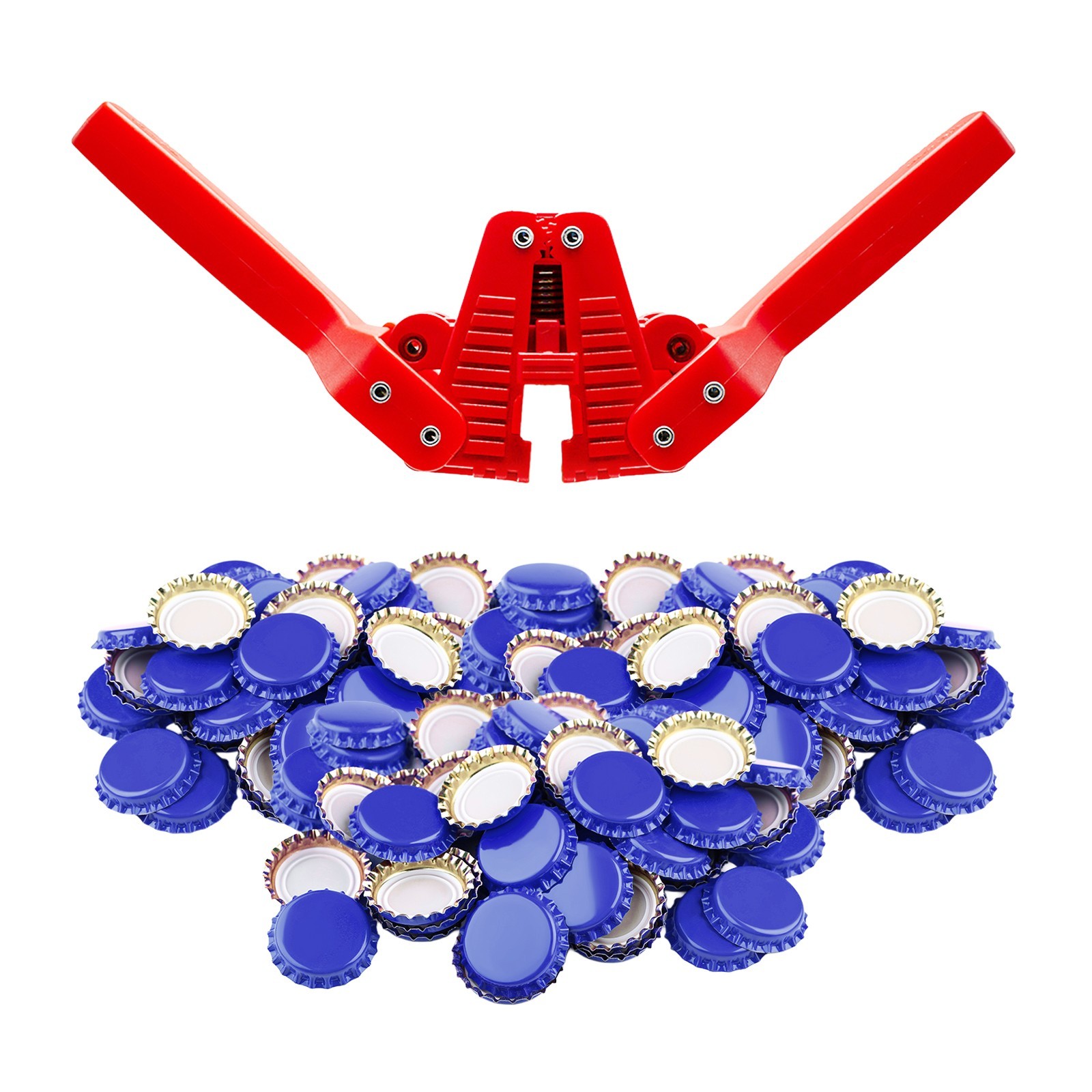 Fermentaholics Beer Bottle Capper & Lid Set and 144 Blue Crown Caps gallery