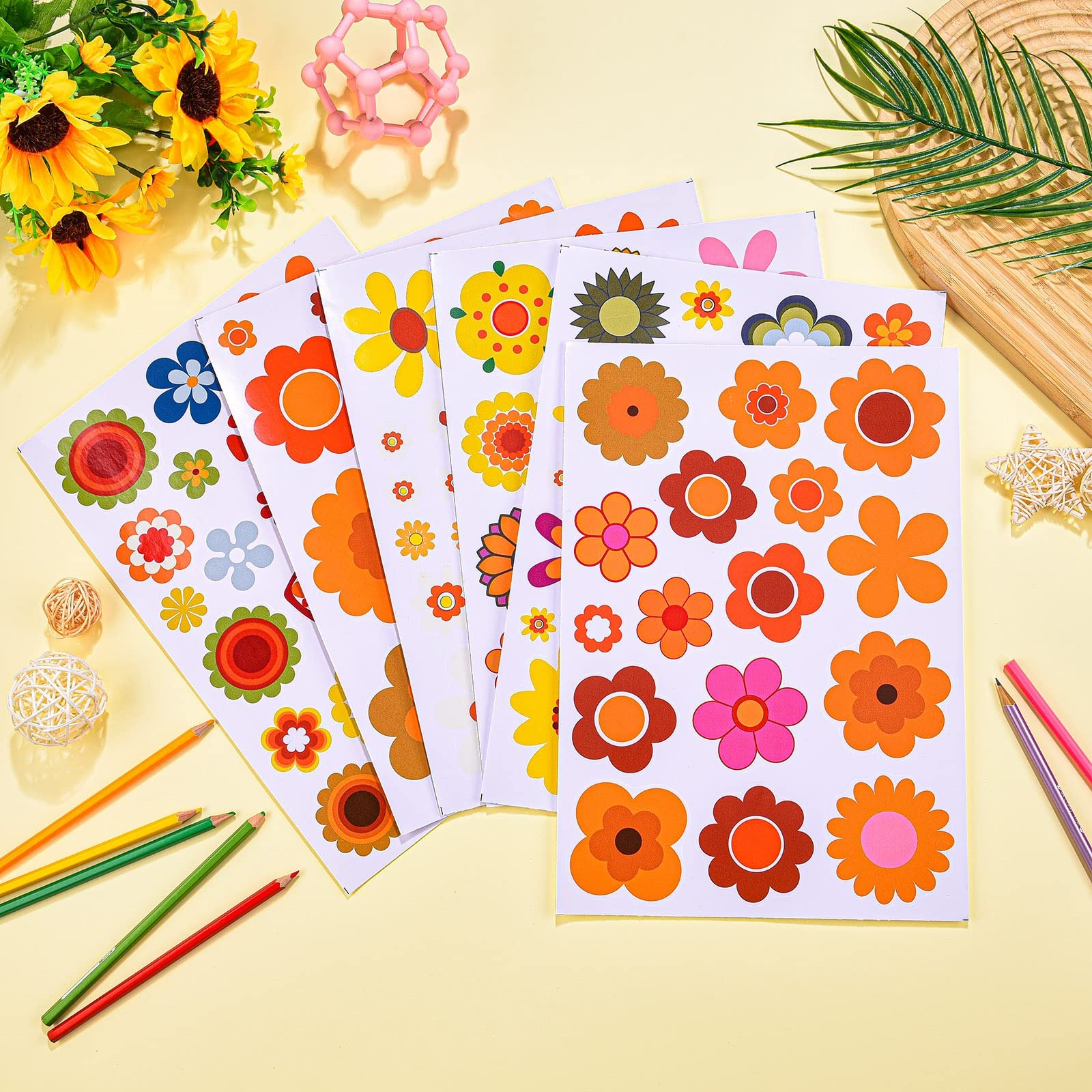 Daisy Stickers 135 Pcs Flower Car Decals 60's Hippie Stickers Daisy Vinyl Ret... gallery