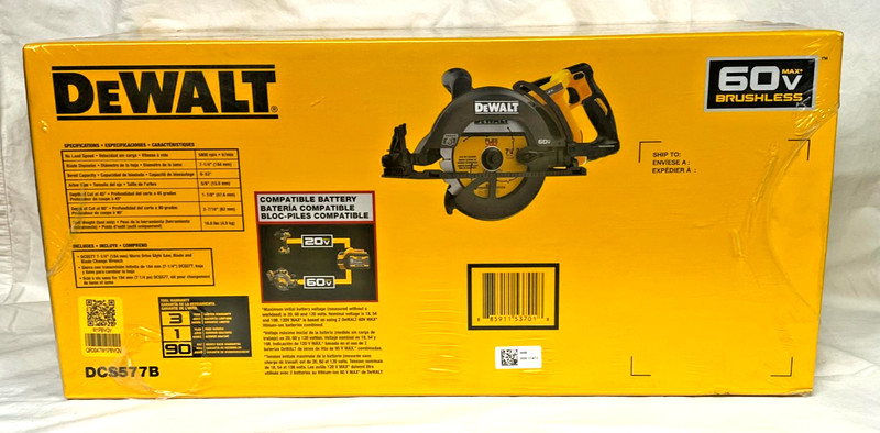 DeWALT 60V FlexVolt 7 1/4" Brushless Worm Drive Style Saw DCS577 (Saw Only) NEW gallery