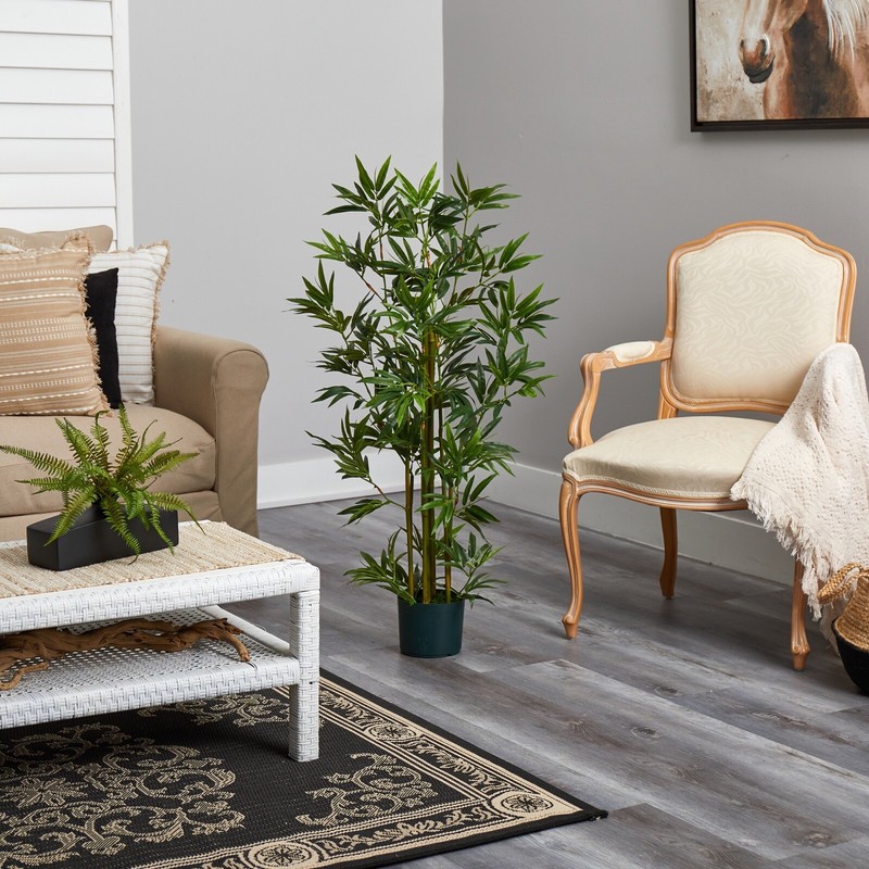 4’ Bamboo Artificial Tree w/Natural Trunks & 540 Lvs Home Decor. Retail $94 gallery