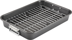 Bakeware Nonstick Roaster with Flat Rack, Roasting Pan with Rack for Home Cookin