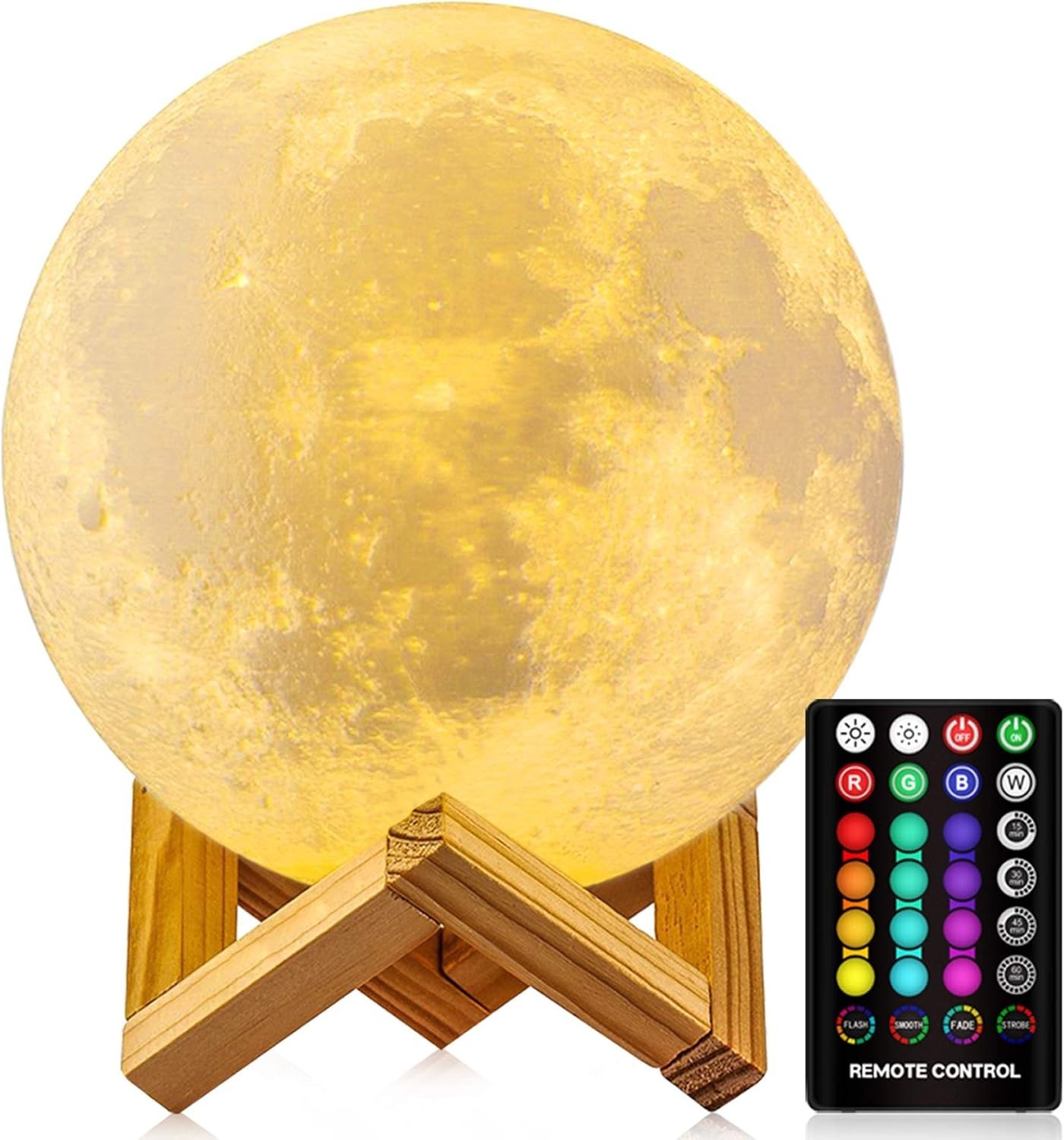 3D Moon Night Lamp Planet Light Remote & Touch Control 16Colors with Stand US gallery