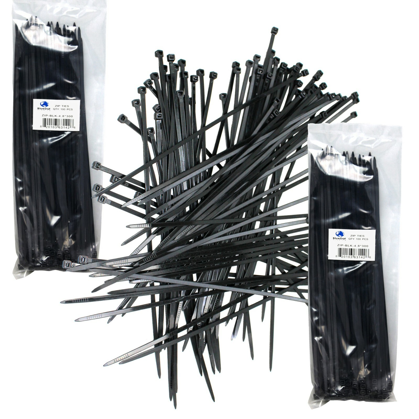 200 Pack Lot Pcs - 12" Inch UV Resistant Nylon Cable Zip Wire Tie BLACK - 52 lbs gallery