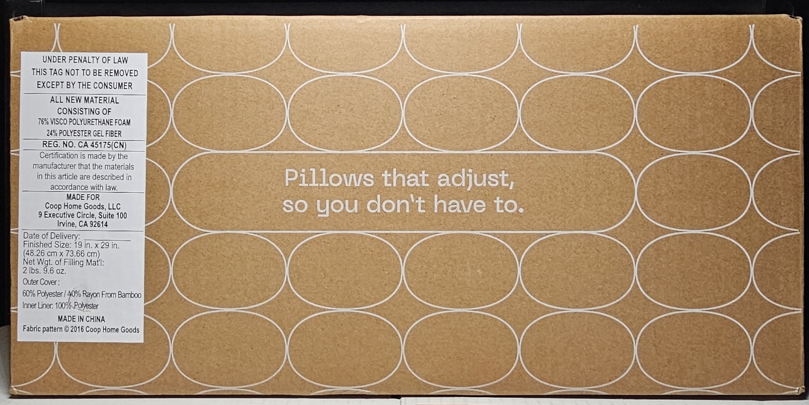 Coop Home Goods The Original Memory Foam Pillow, Queen SEALED FAST SHIP gallery