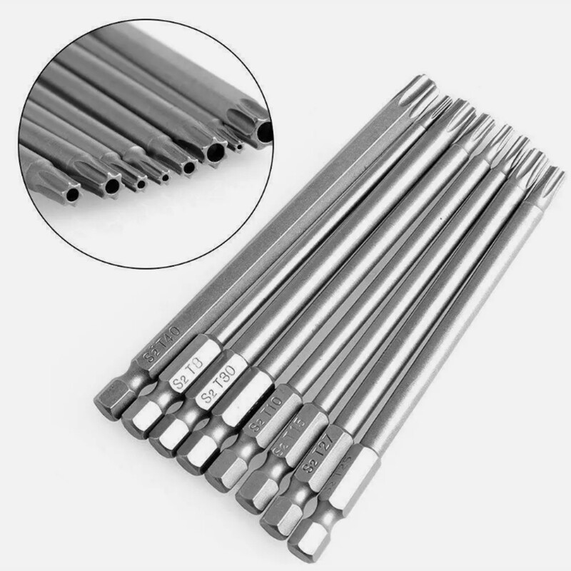 8PCS Security Long Torx Bit Set + Hex Key Allen Bit Set - For Power Drill gallery