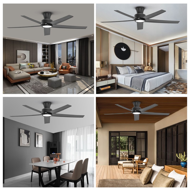 52" Ceiling Fan with Light, 5-Blade, Remote, Reversible DC Motor, Black gallery