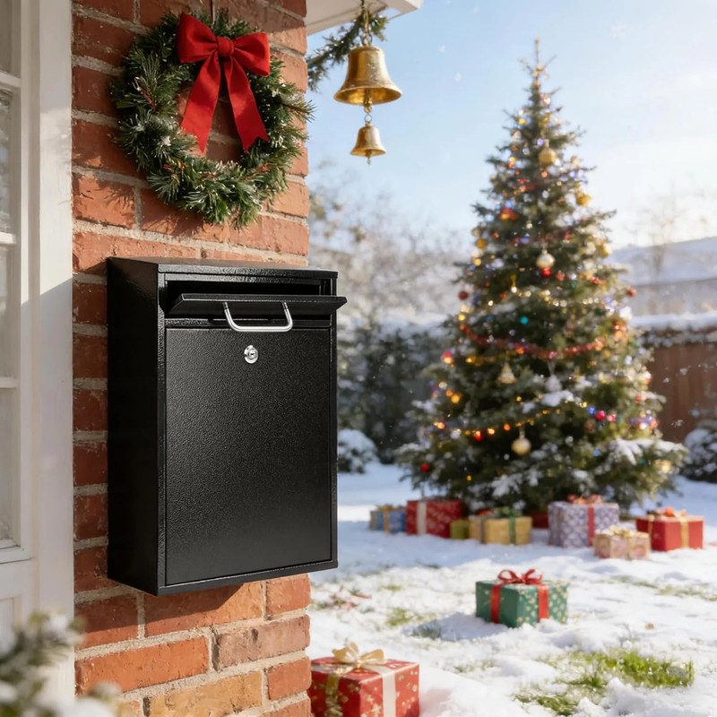 KYODOLED Steel Key Lock Mail Boxes Outdoor, Locking Wall Mount Mailbox, Security gallery