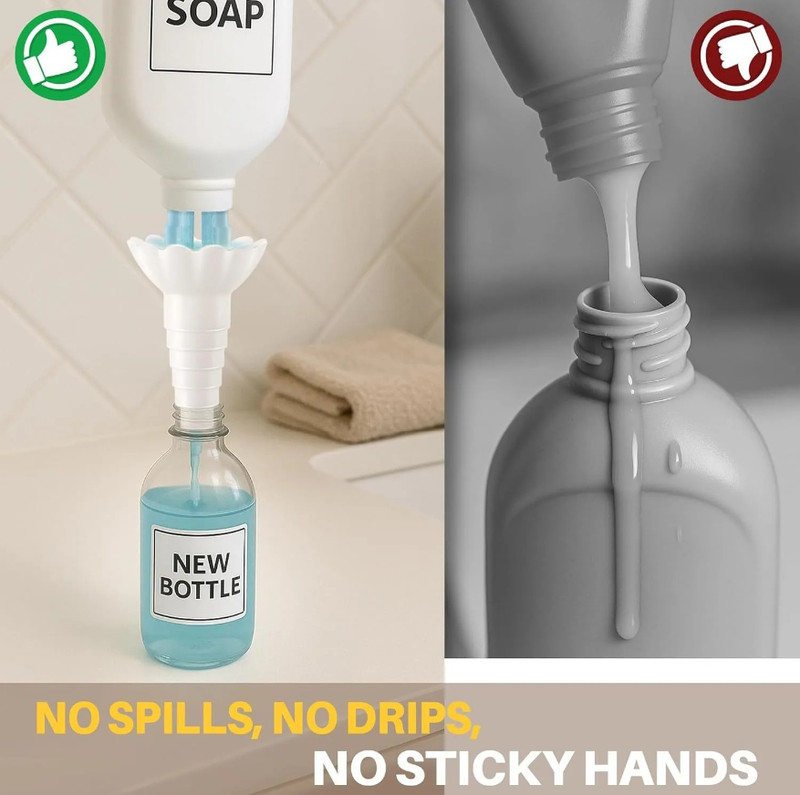 2pcs White Bottle Emptying Transfer Kit Reusable Funnel Adapter Set - NEW gallery