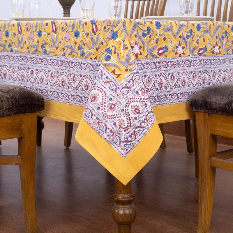 Hand Block Printed Tablecloth Wedding Table Cover Gift for Her, New Year Gifts gallery