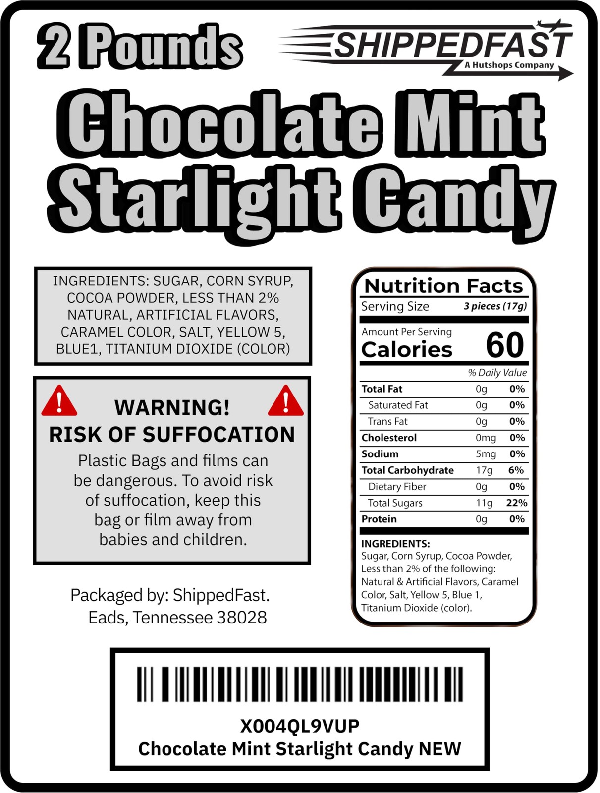ShippedFast Chocolate Starlight Mint Candy, Hard Candies, 32oz (2 32 Ounce gallery