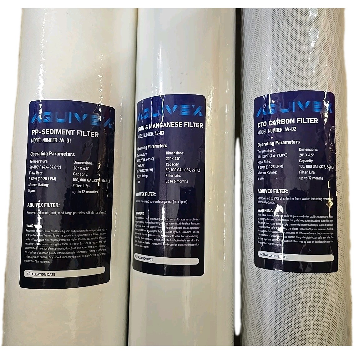 AQUIVEX WHOLE HOUSE WATER FILTER SET 👀 - Model Av – 03/AV – 02/Av – 01 NIB gallery